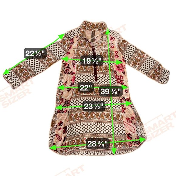 ARATTA Burnout Velvet Burnout Paisley Floral Boho Tunic Top M Sheer Mid Length - Picture 9 of 11